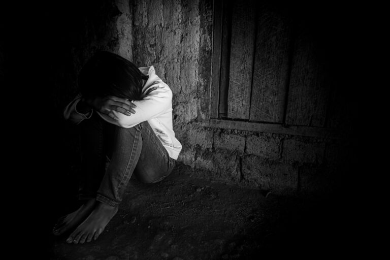 Human trafficking concept, human rights violations, Stop violence and abused children. traumatized children concept.